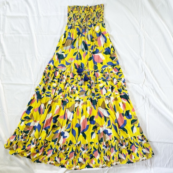 MAAJI Strapless Long Smocked Tiered Maxi Dress Floral Hamilton Bay Print Size M - Picture 2 of 16